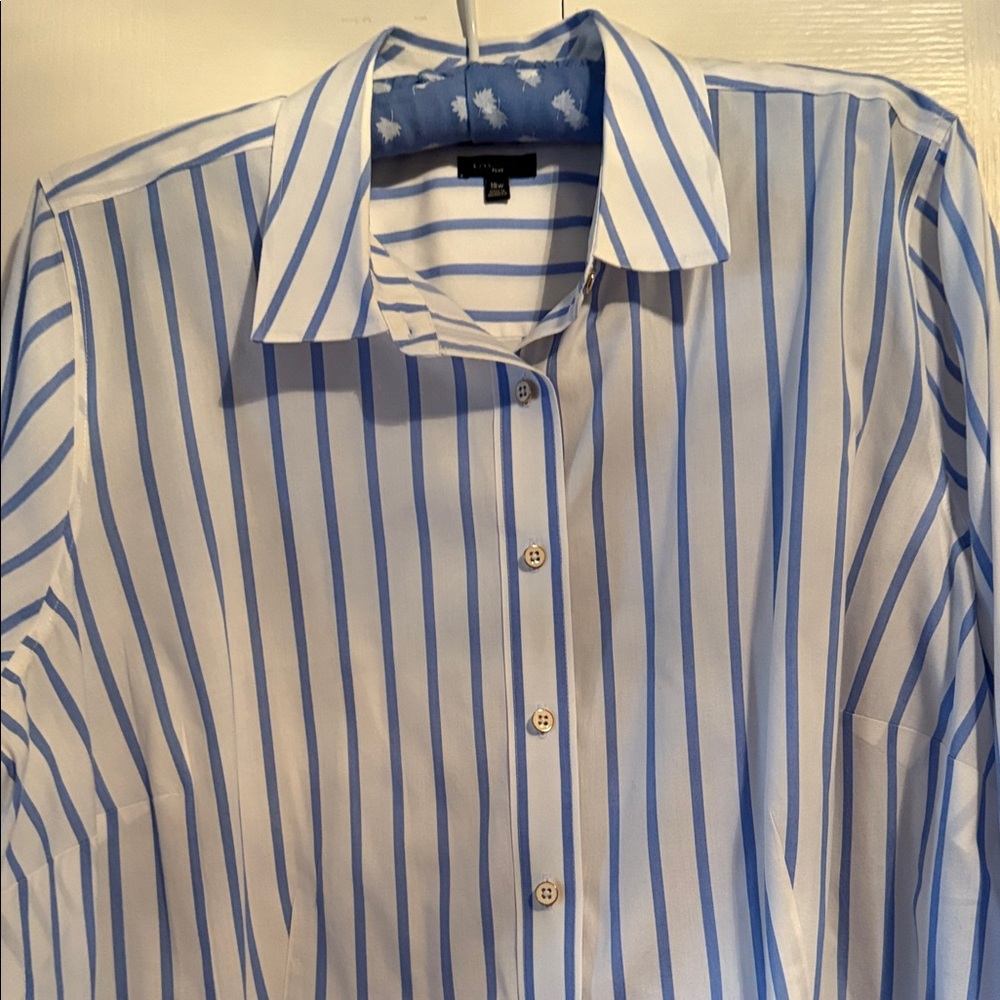 Blue and White Striped Ladies Blouse